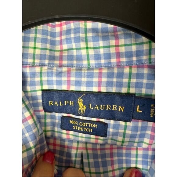 Ralph Lauren Mens Stretch Plaid Button Front Shirt Size L - Picture 2 of 3
